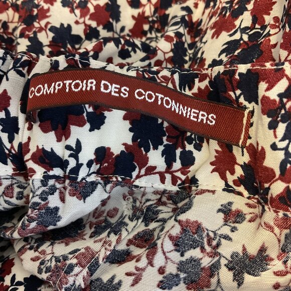 Comptoir Des Cotonniers Skirt XS White Red Blue Floral Button Front Midi - Picture 11 of 11
